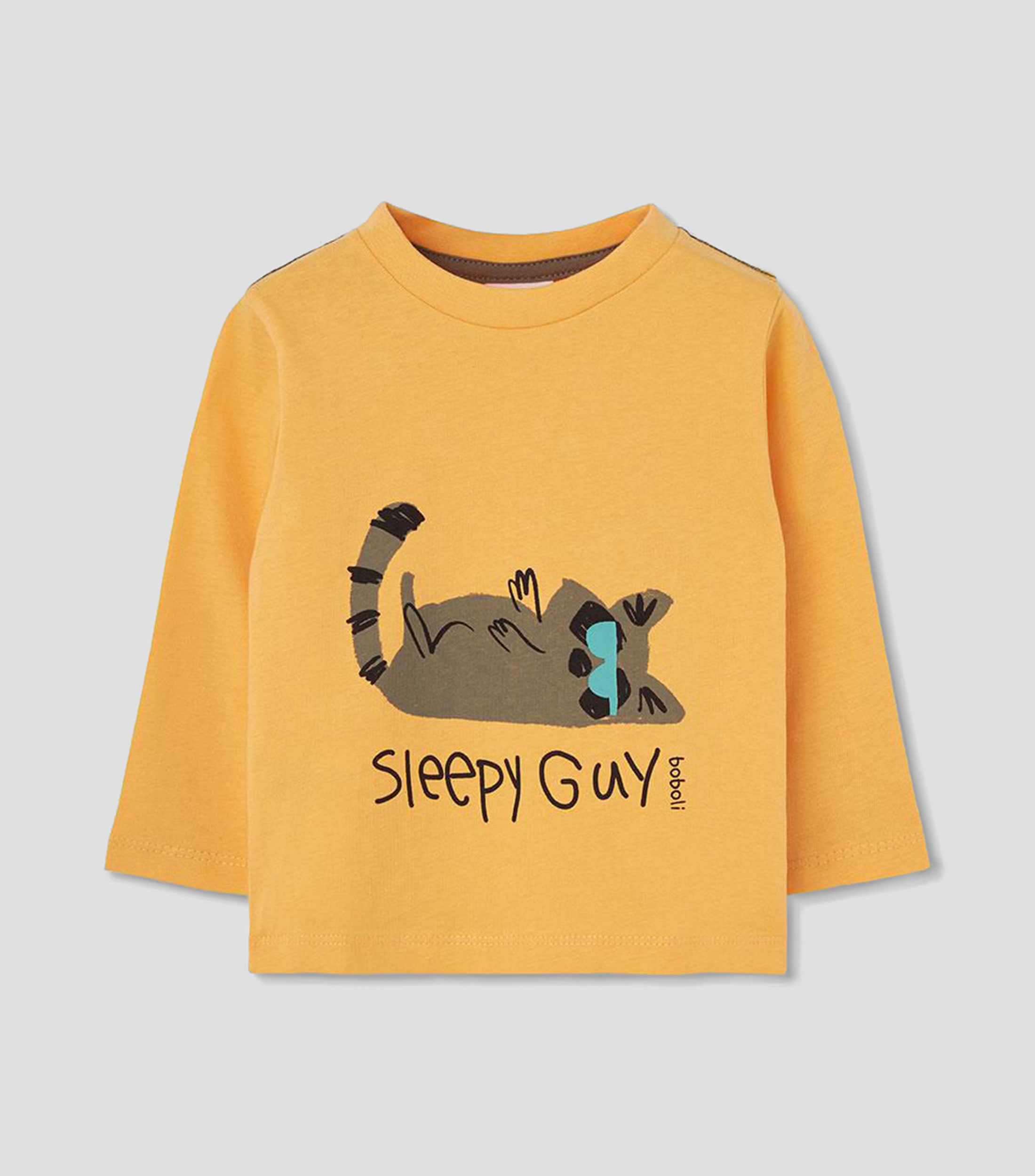 Playera de cuello redondo con manga larga estampada Niño